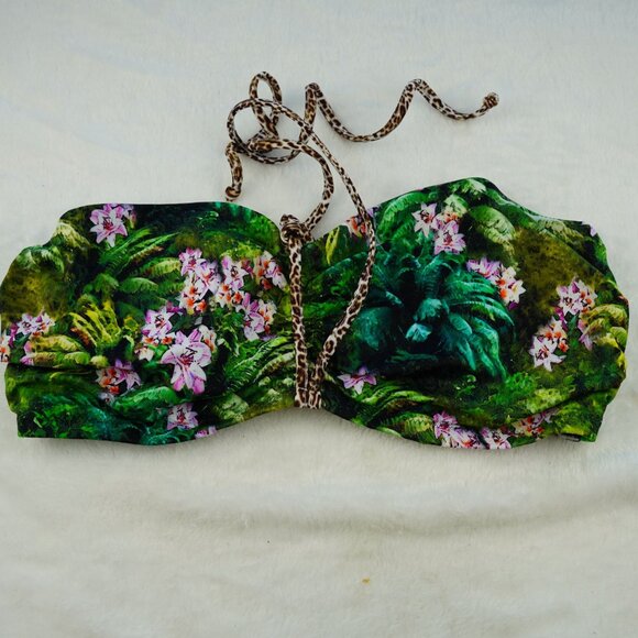 Freya Jungle Floral Bikini Set 32D Top Small Bottom Tropical Print with Leopard - Picture 2 of 10